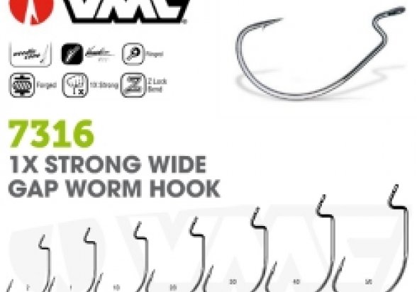 VMC 7316 1x Strong Wide Gap Worm #1/0 3359222946069