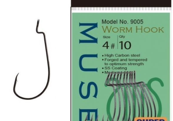 BKK Model No.9005 Muse Worm Hook 10pcs #4 Light Game Model 6970595281259